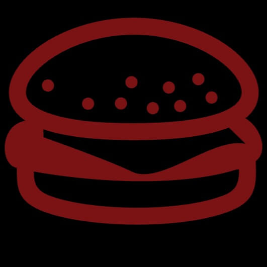 Red lined burger icon